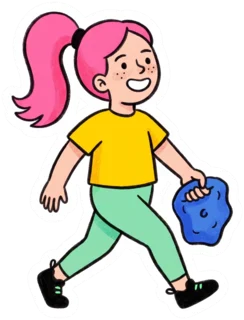 Sam walking with a climbing hold