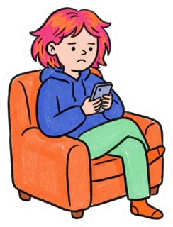 You on the armchair, scrolling your phone